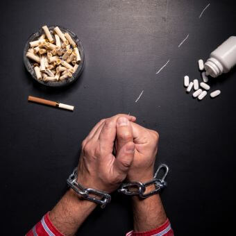 Men suffering from nicotine addiction