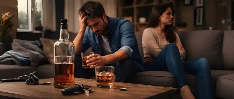 Alcohol affecting mental health and relationship